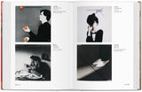 Double-page spread featuring four vinyl albums with black and white photographs