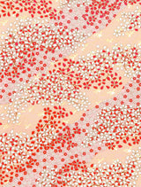 Pattern of red and white flowers on a beige background