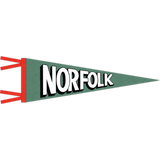 Light green felt "NORFOLK" pennant, with bright orange binding and ties
