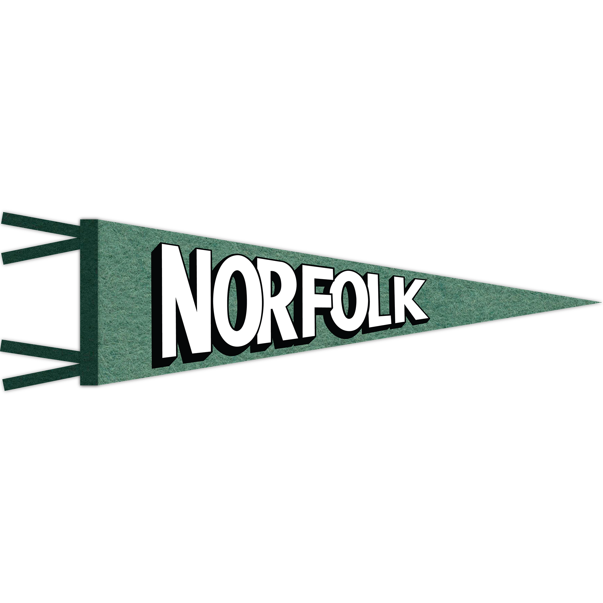 Green pennant with 'Norfolk' text on a white background