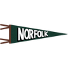 Evergreen pennant with Oakwood brown trim and black and white "Norfolk" printing.