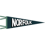 Blue "NORFOLK" pennant with light green binding and ties