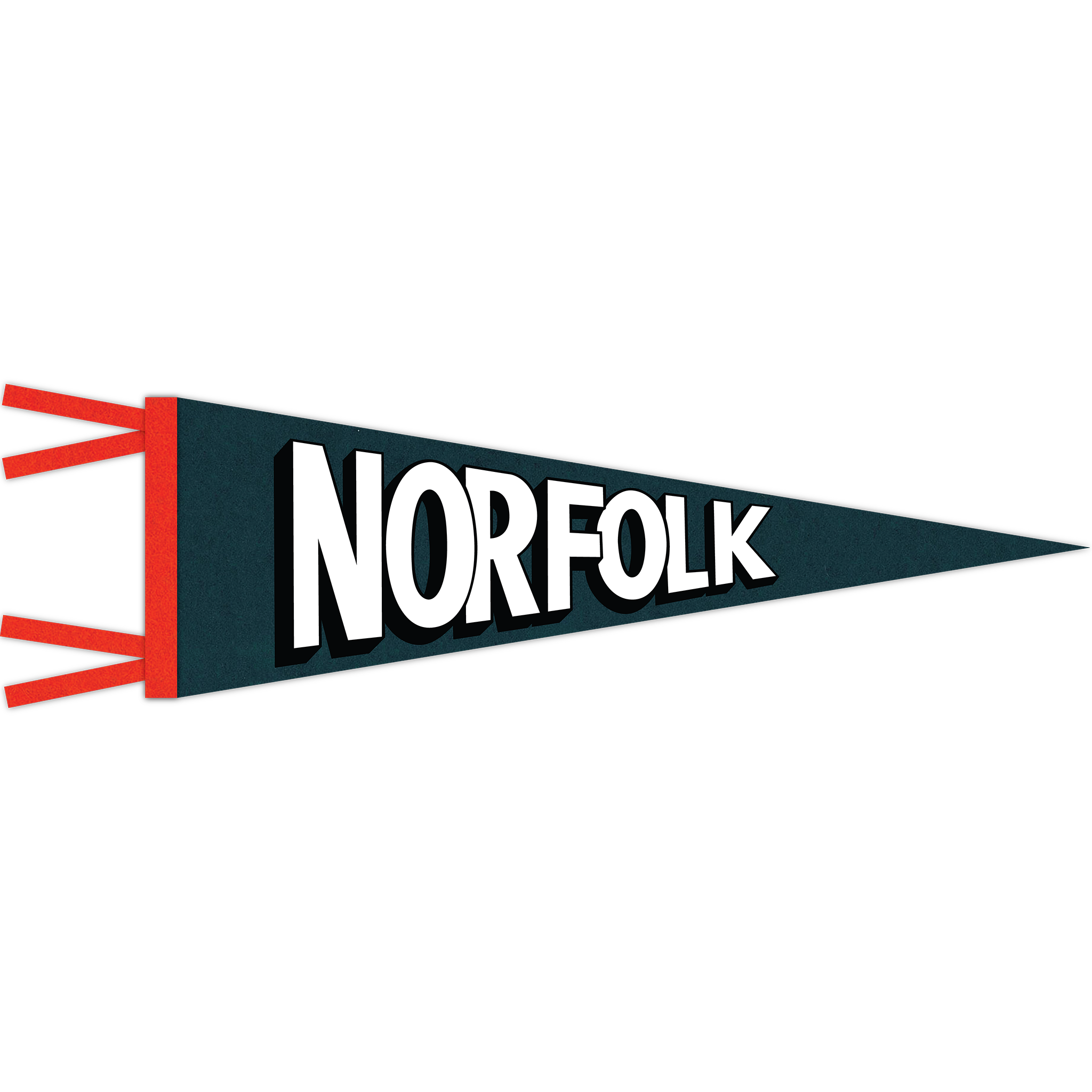 Pennant flag with 'Norfolk' text on a white background
