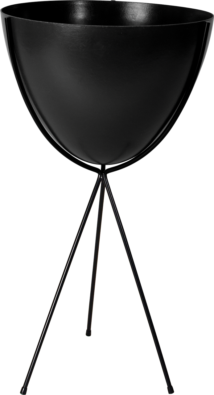 Retro Bullet Planter in Black with Tall Black Stand