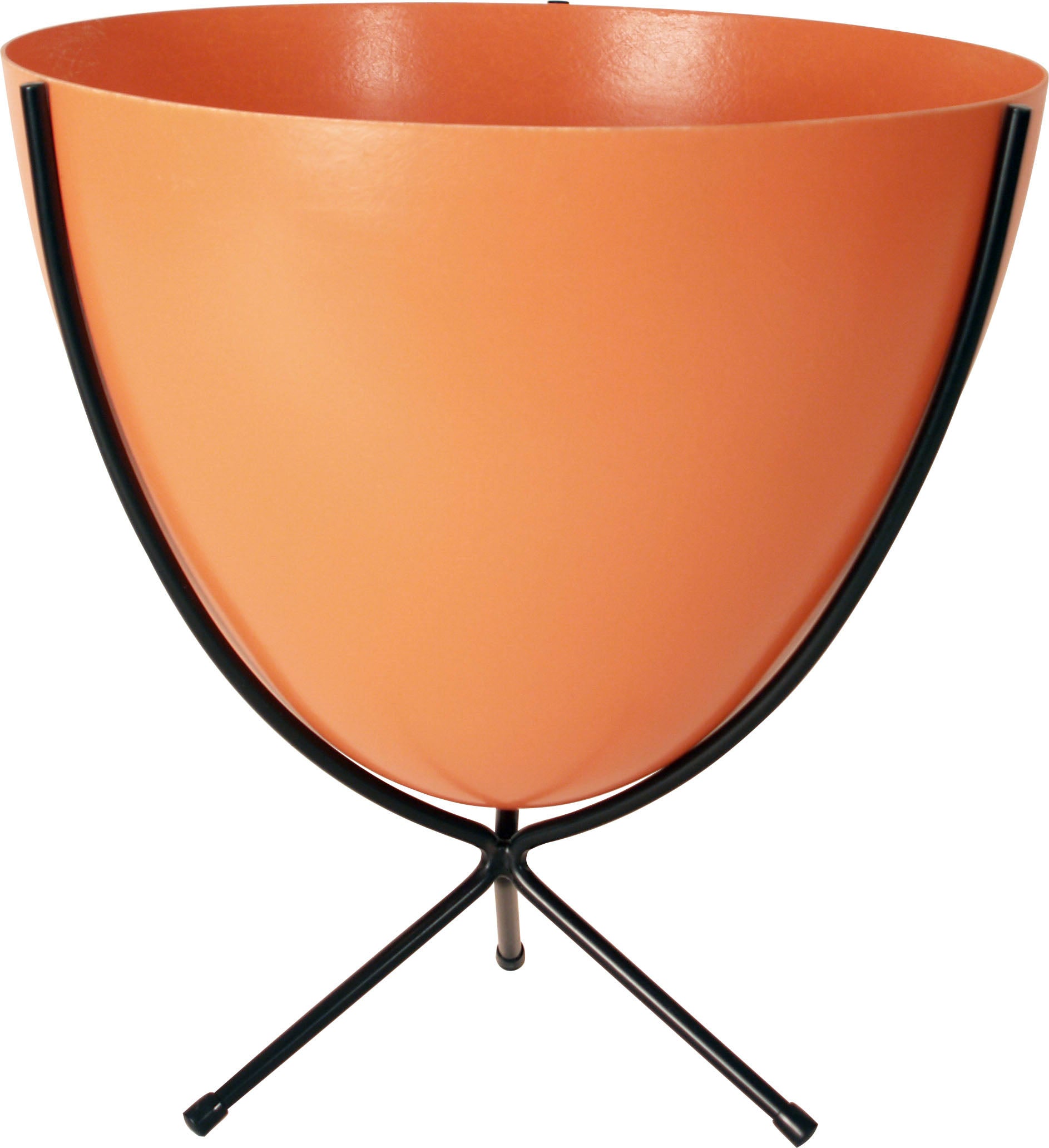 Retro Bullet Planter in Tangerine, with Short Black Stand