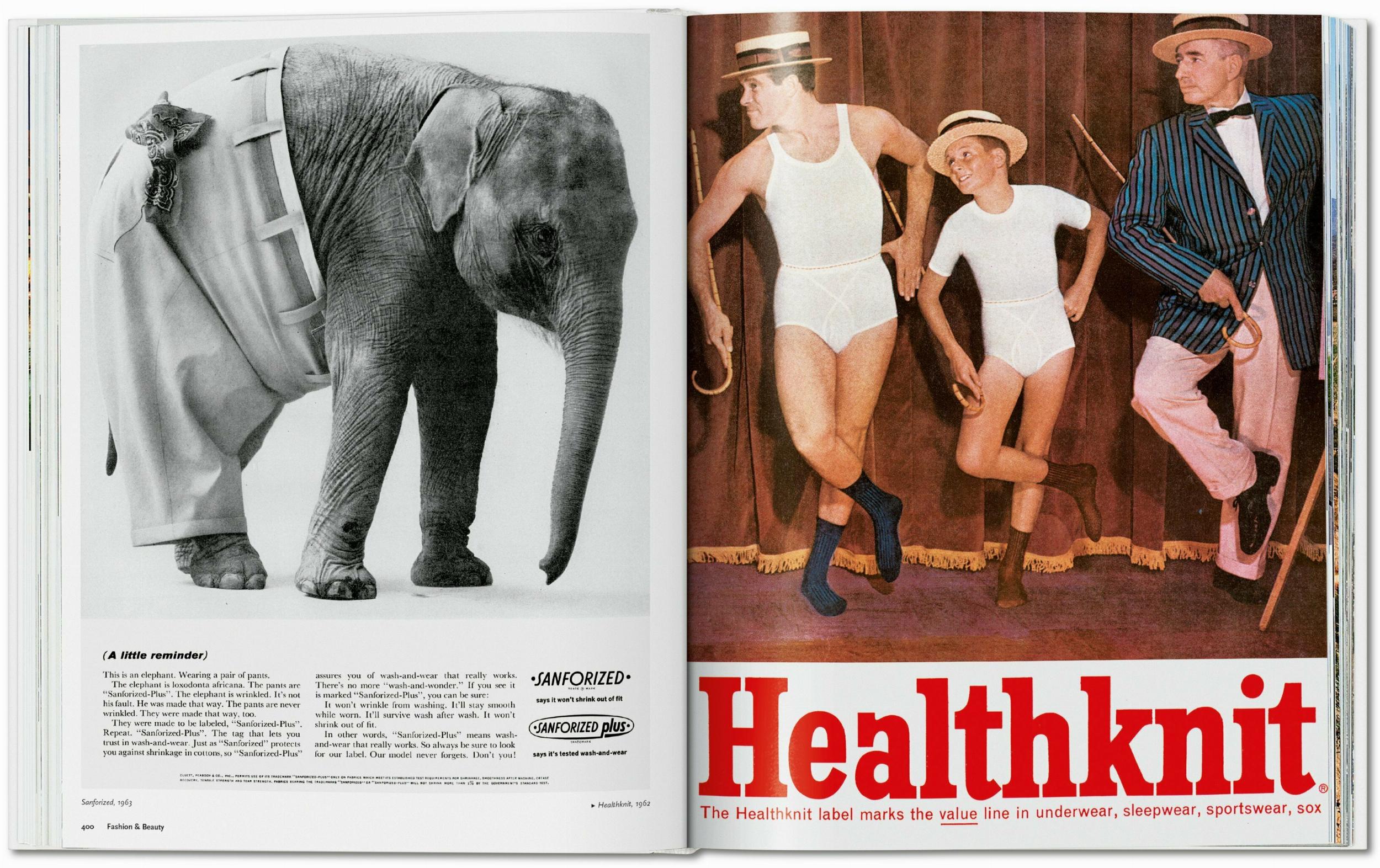 Double-page spread featuring two advertisements from the 1960s.
