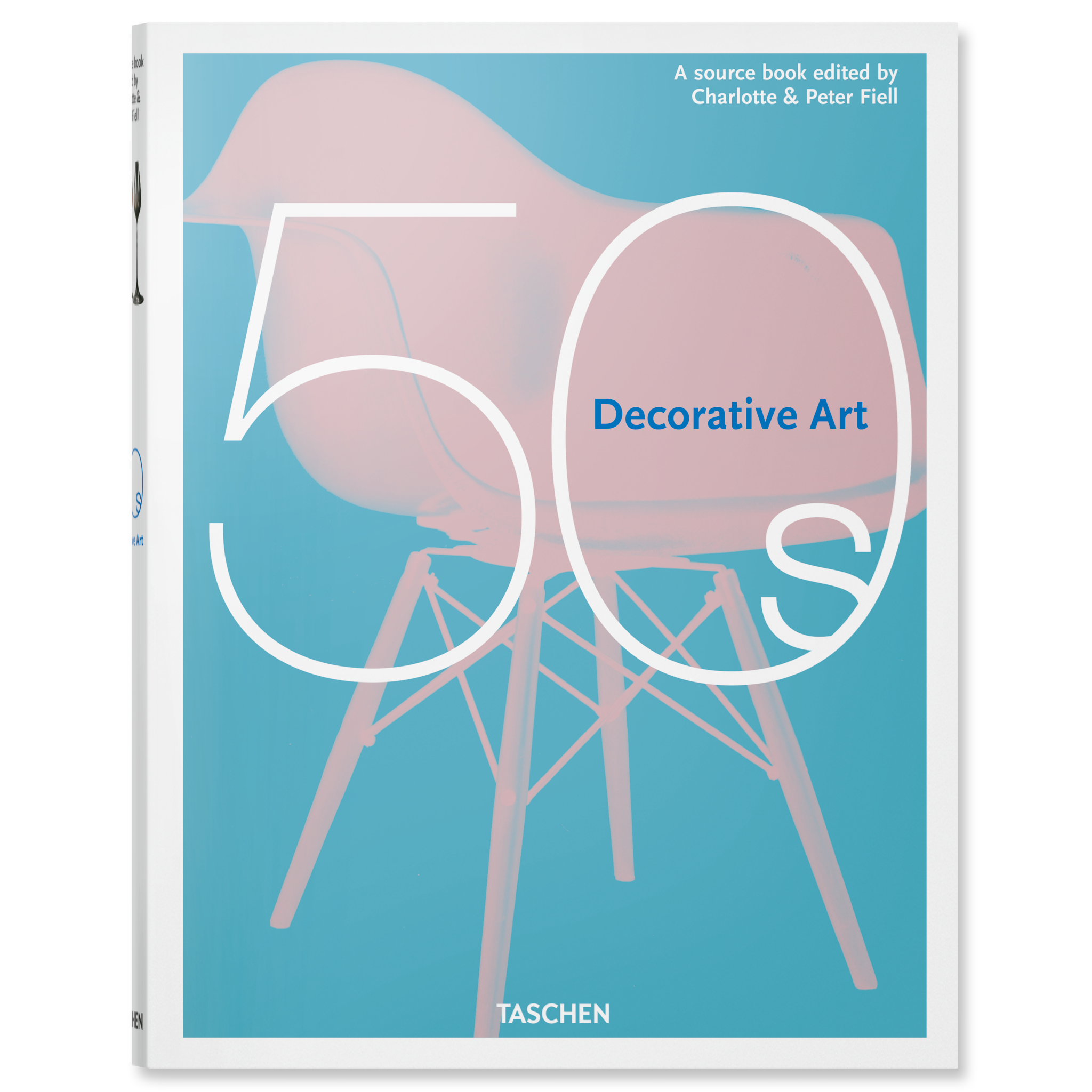 Light blue book cover with pink chair and "50s Decorative Art"