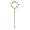 Silver paint can opener tool on a white background