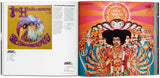 A double-page spread with text and images of albums by The Jimi Hendrix Experience.