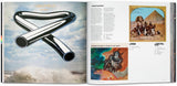 A double-page spread with text and several images of albums by different artists.