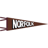 Brown pennant with 'Norfolk' text on a white background