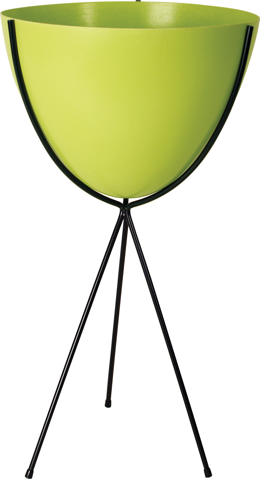 Retro Bullet Planter in Chartreuse with Tall Black Stand