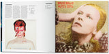 A double-page spread showing text and images of albums by David Bowie.