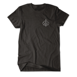 Black tee with crown logo print in white