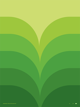 A poster featuring thick green lines on a white background, representing foliage, from the 'Thick Lines - Foliage' series.