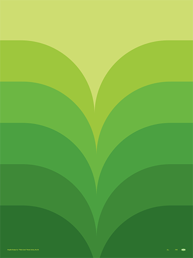 A poster featuring thick green lines on a white background, representing foliage, from the 'Thick Lines - Foliage' series.